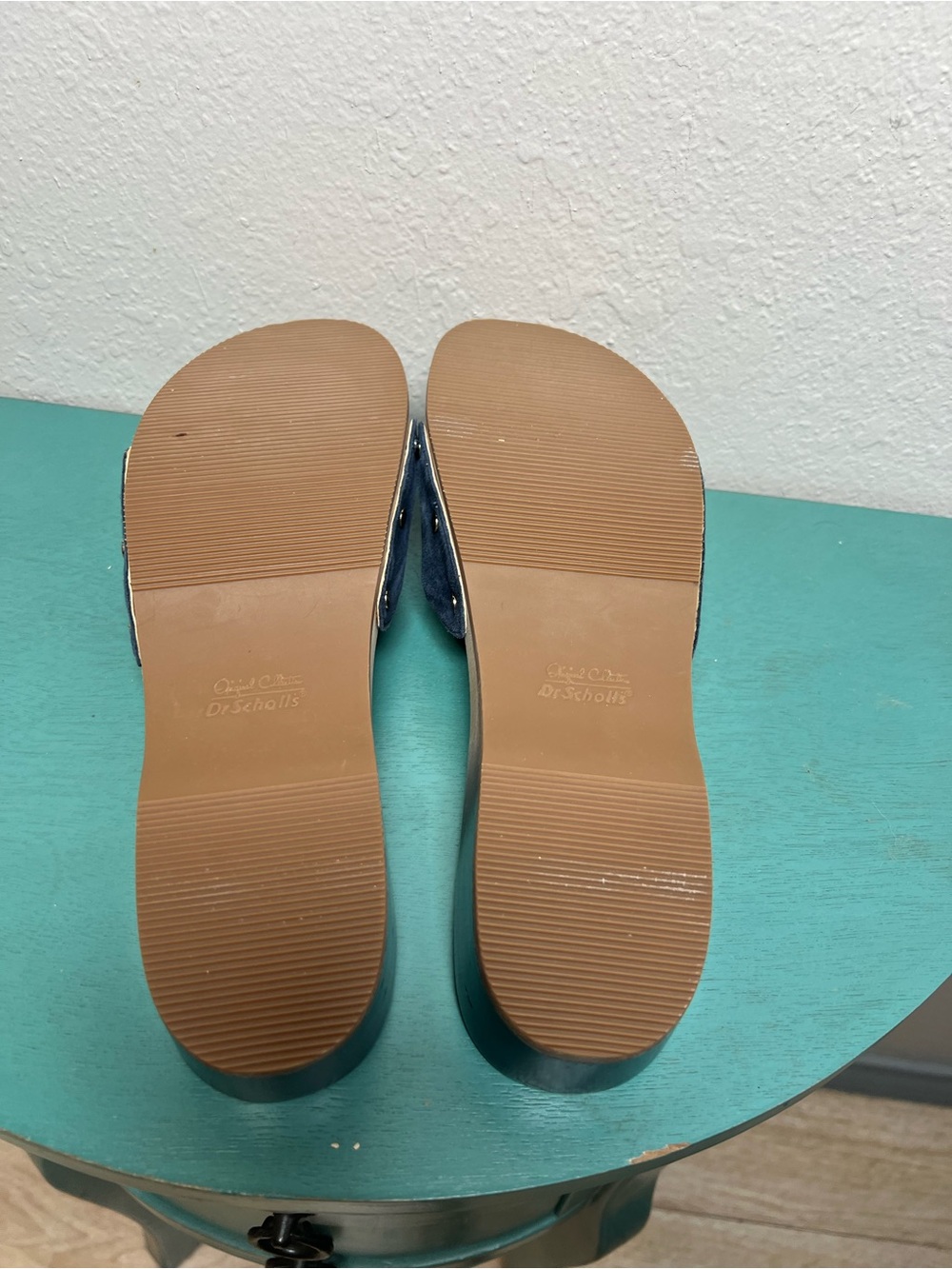 Dr Scholls Navy Suede Wooden Slide Ssndals - Picture 9 of 12